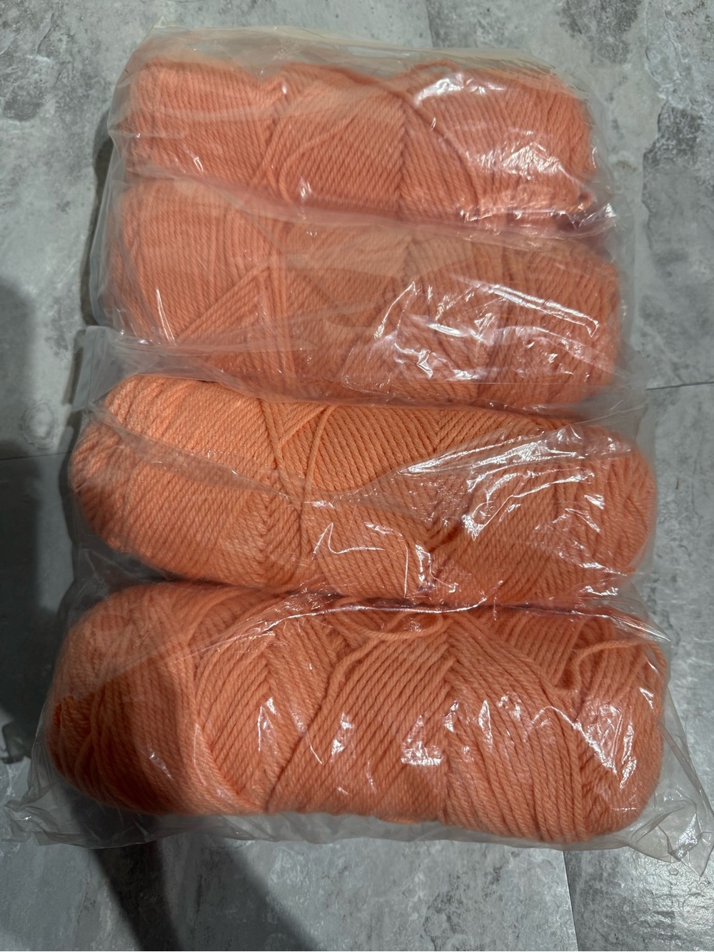 Vintage Caron The Pounder Yarn Peach Coral Acrylic/Wool Blend 4 Skeins 15 lbs